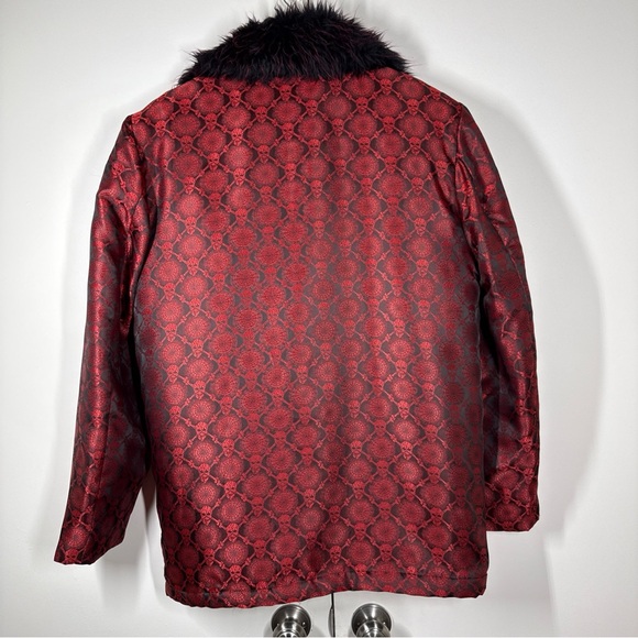Vtg Dragonfly Clothing Women’s M Skull Spider Pimp Jacket Fur Satin Gothic - Picture 8 of 13